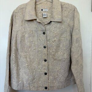 Carole Little 1X tan/beige embroidered jacket